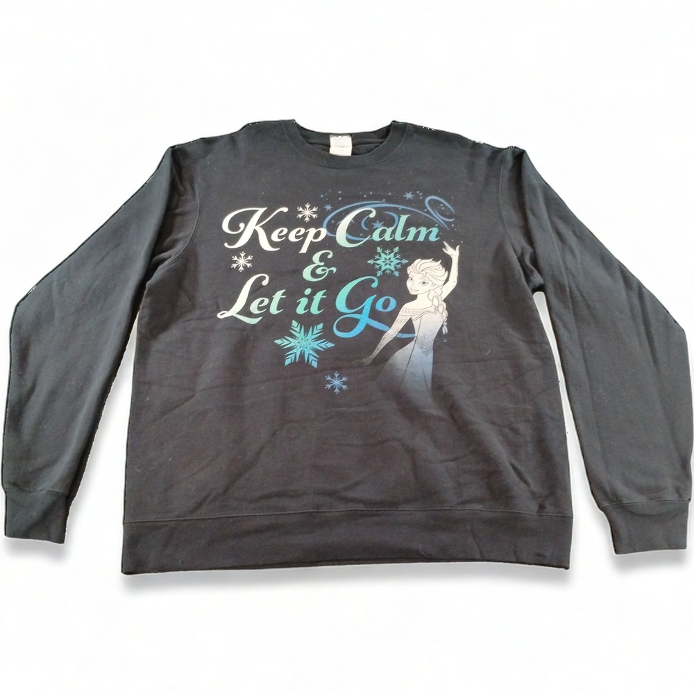 Port & Company Disney Frozen Elsa Keep Calm & Let It Go Pullover Sweatshirt Sz L